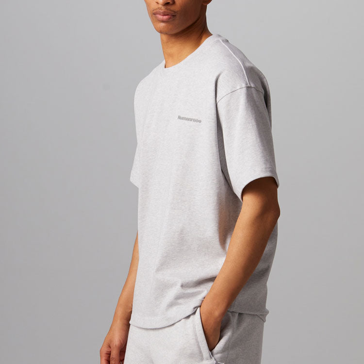 Футболка adidas x Pharrell Humanrace Small Logo T-Shirt 'White', серый — фото 4