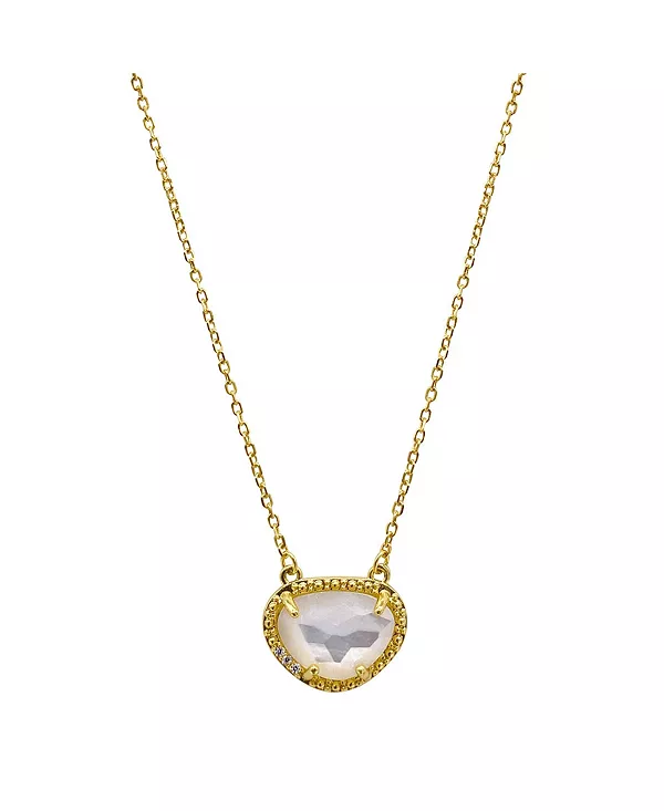 

Ожерелье с камнем рождения, 14-каратное золотое вермель Adornia Fine, white