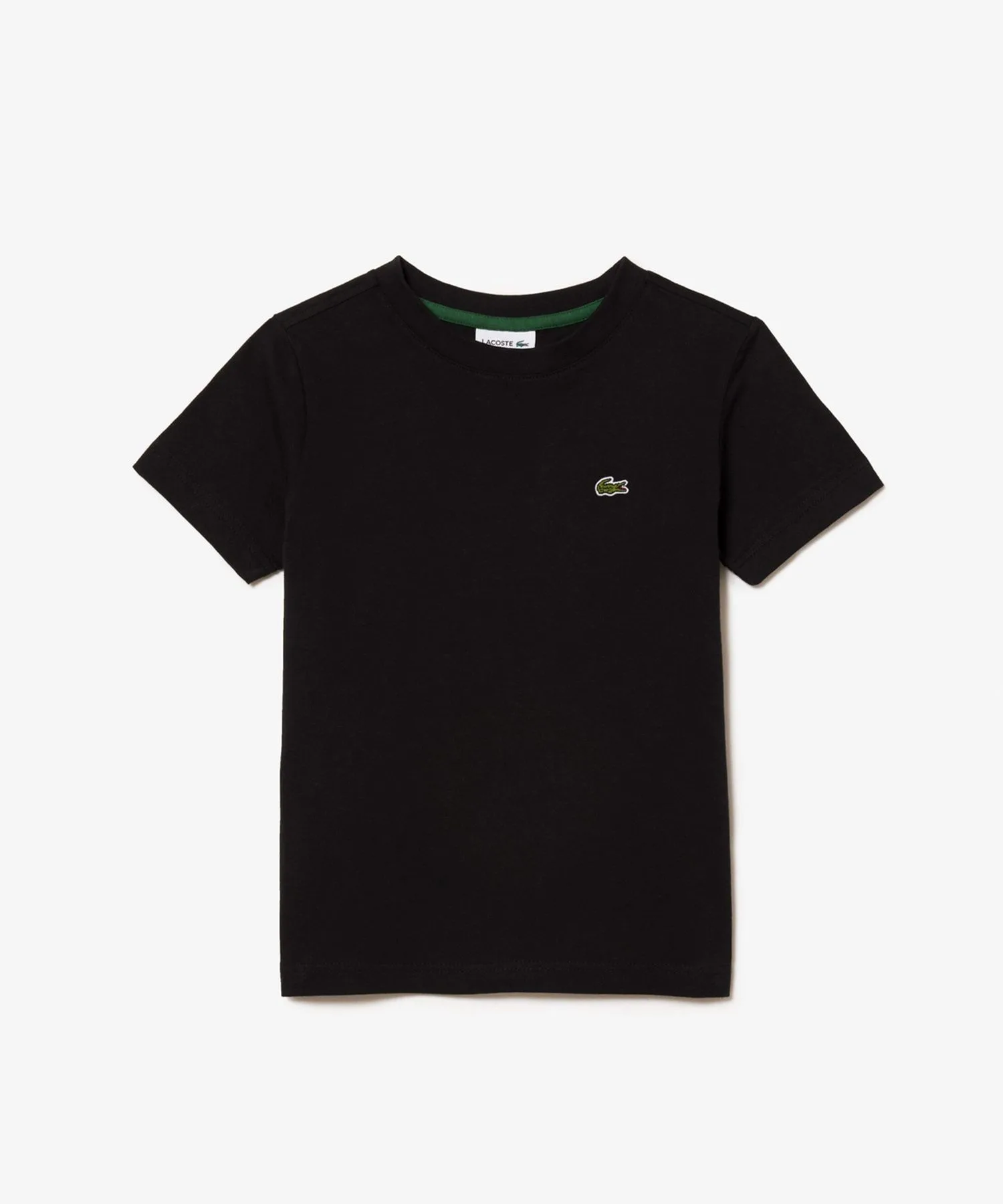Детская футболка из органического хлопка Lacoste с логотипом крокодила чёрная