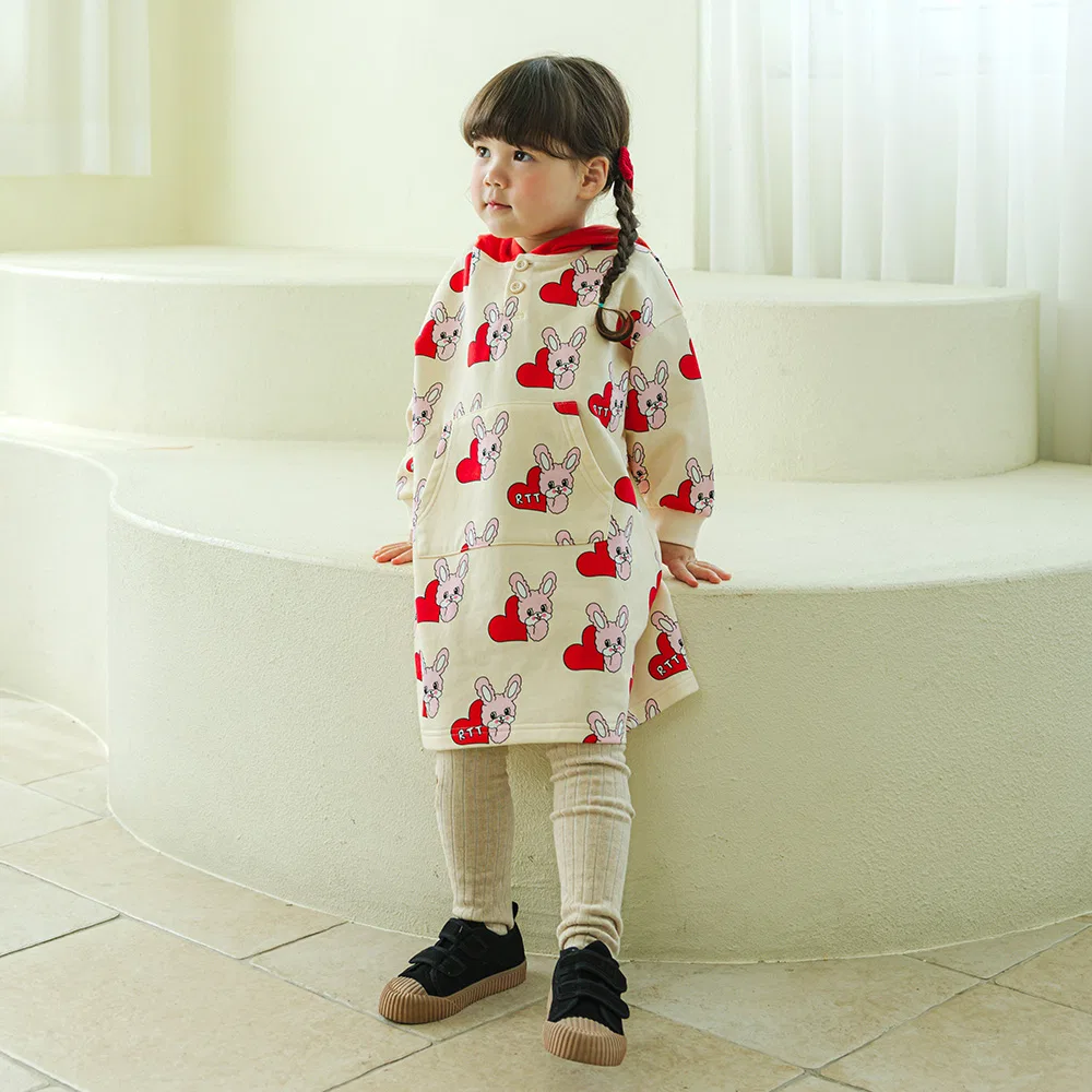 Детское худи-платье Salt Hooded Heart Toto от Rototobebe