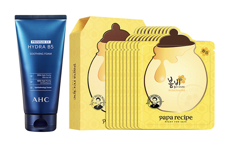 

AHC B5 гиалуроновая пенка для умывания 180 мл + медово-весенняя маска для лица набор из 10 штук A.H.C