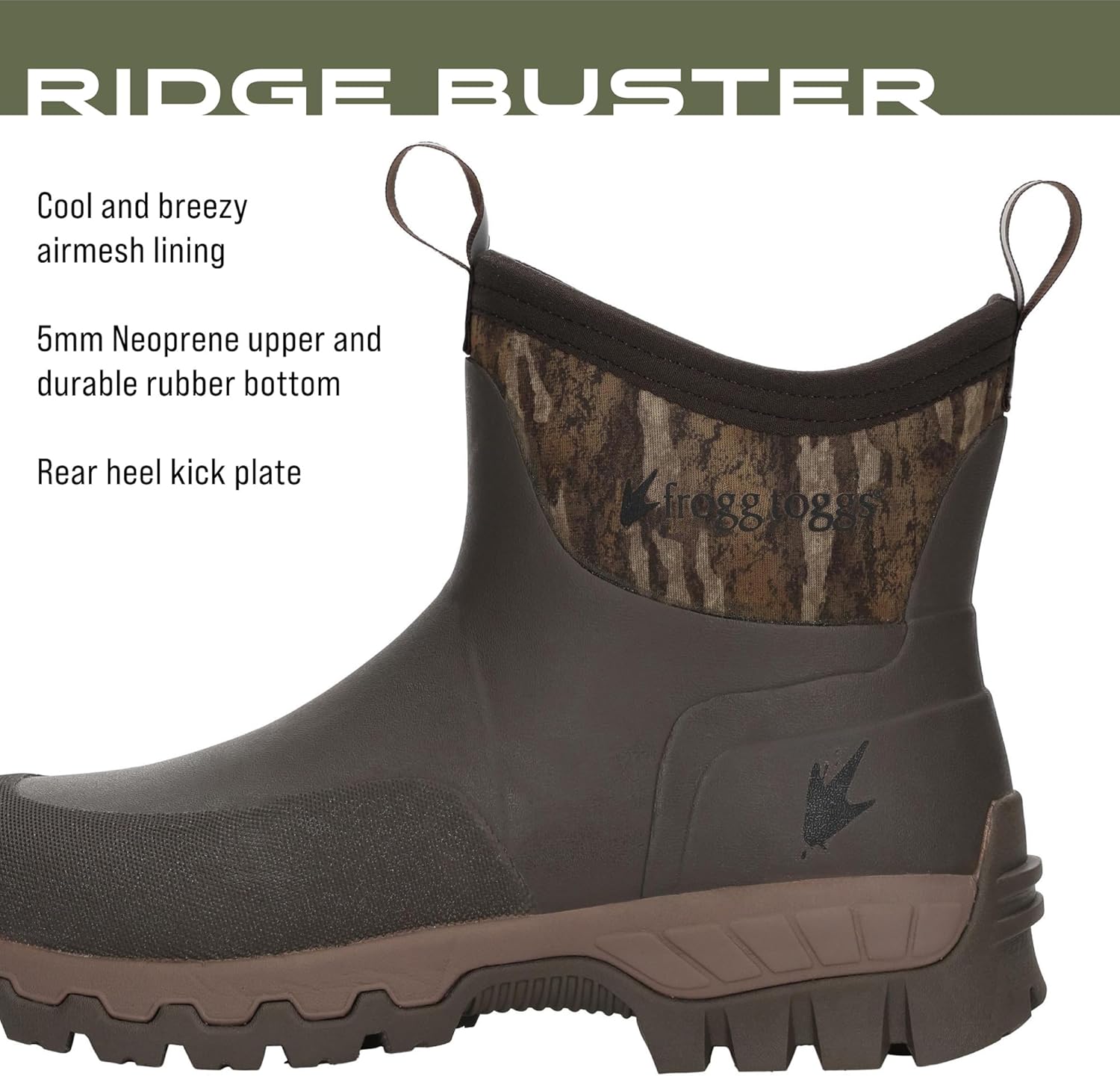 Водонепроницаемые ботинки на щиколотку FROGG TOGGS Ridge Buster для мужчин, 9 Mossy Oak Bottomland — фото 3