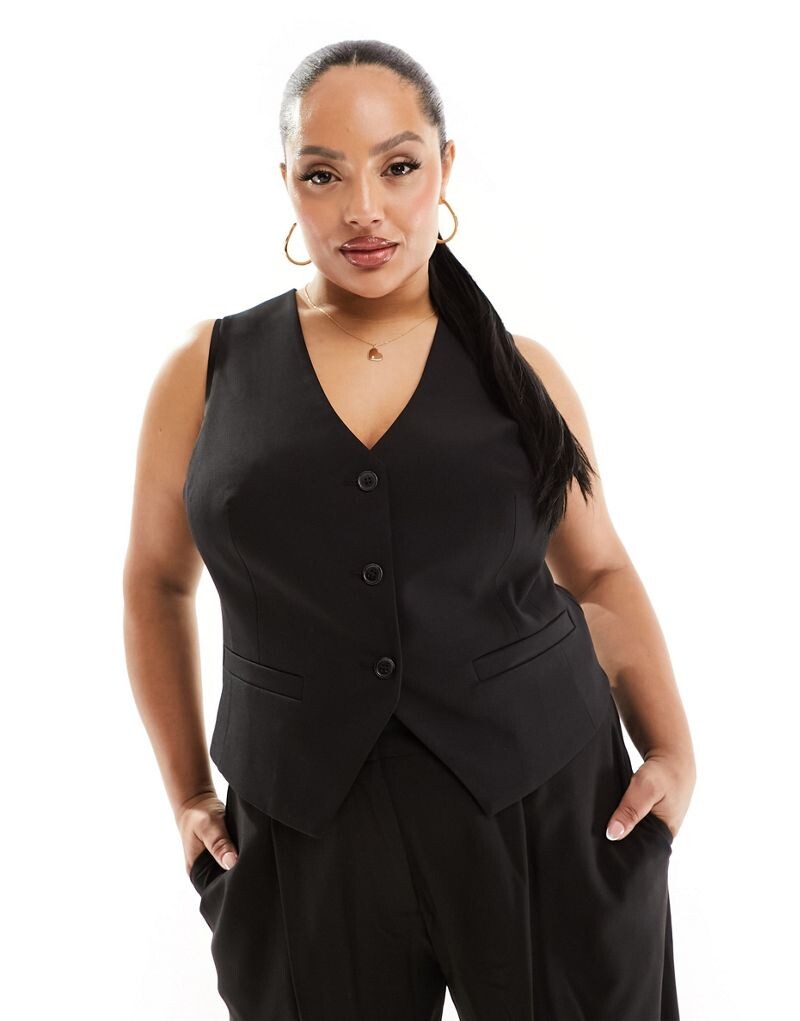 

ASOS DESIGN Curve – приталенный черный жилет