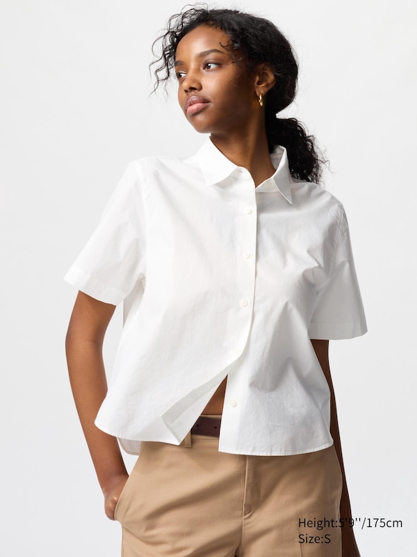 

Рубашка хлопковая короткая (короткий рукав) Uniqlo, белый