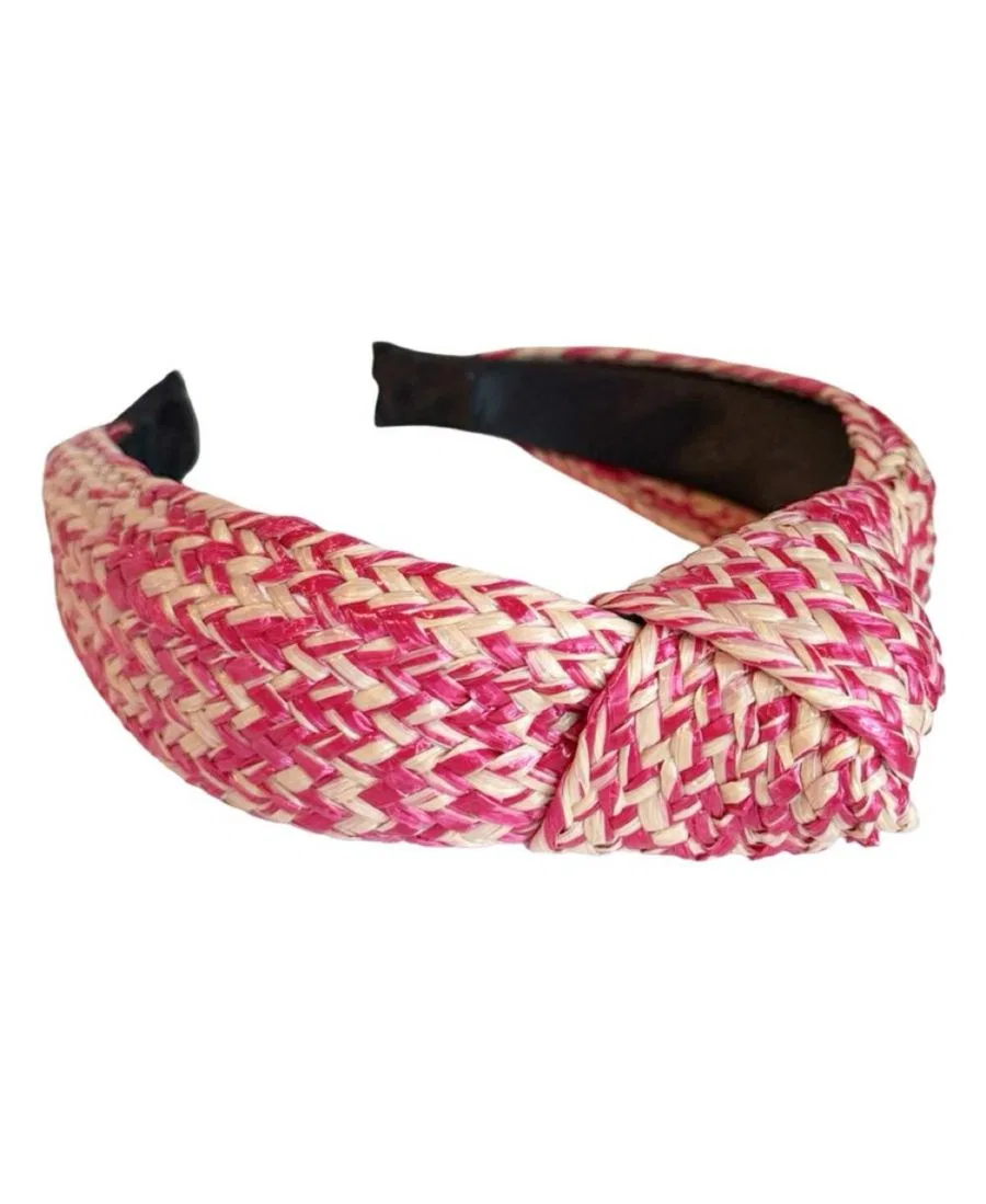 Женская повязка на голову из рафии в виде пучка - розовая Headbands Of Hope