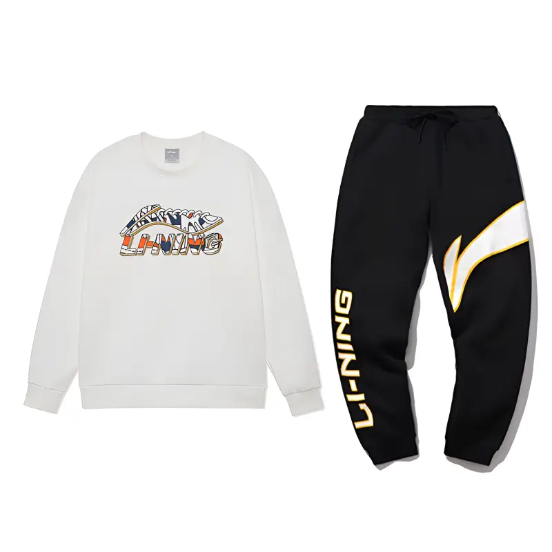 

LiNing Повседневная спортивная одежда унисекс, молочно-белый + черный