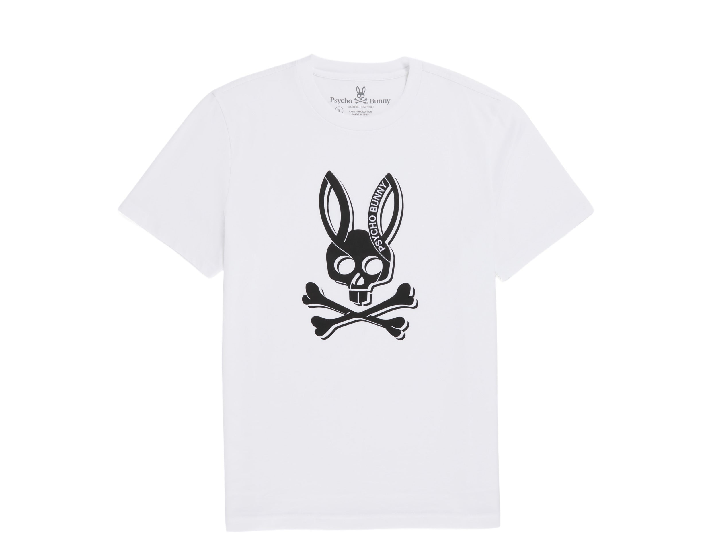 

Футболка мужская белая с круглым вырезом Psycho Bunny Serge B6U718X1PC-WHT