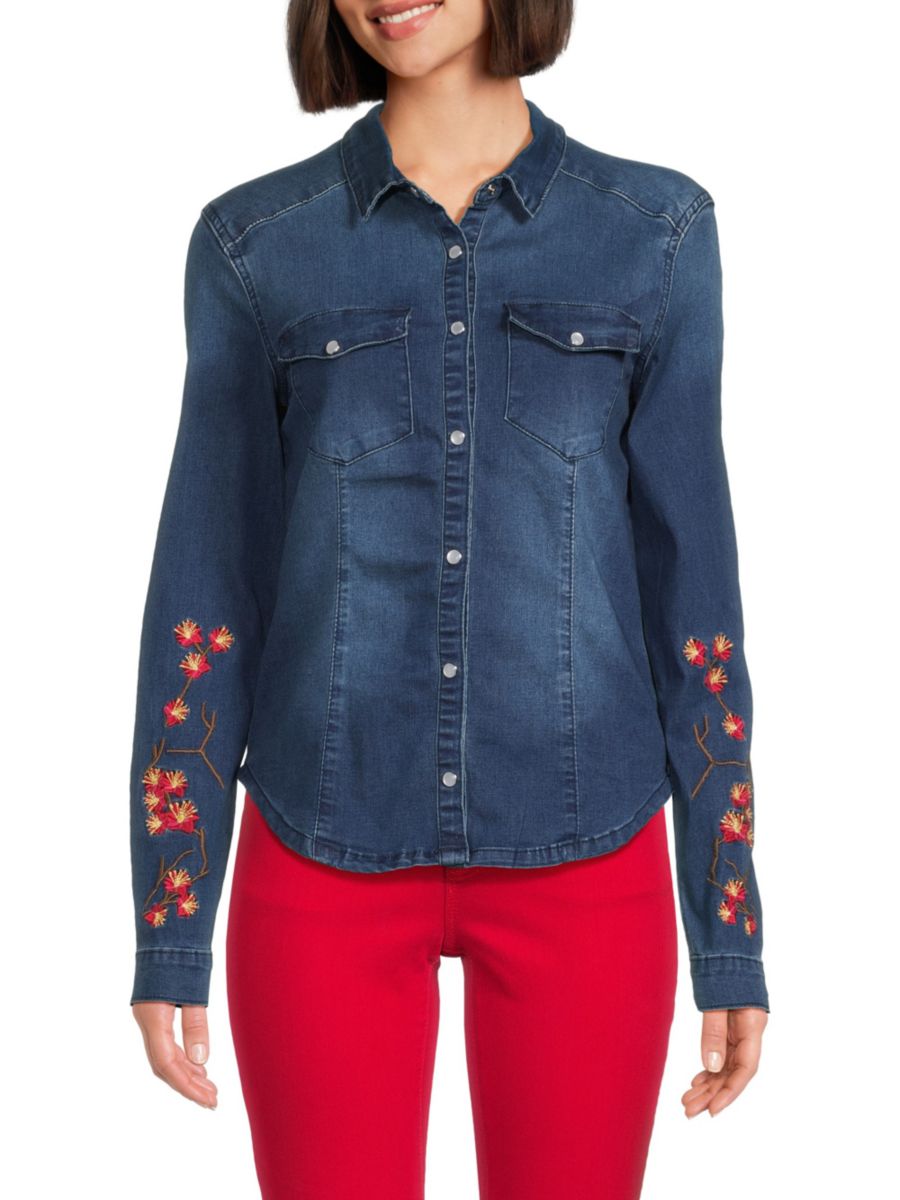 

Джинсовая рубашка с цветочным принтом Etienne Marcel, цвет Dark Blue