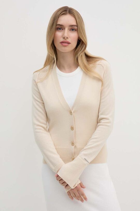 

Шерстяной кардиган Calvin Klein, бежевый