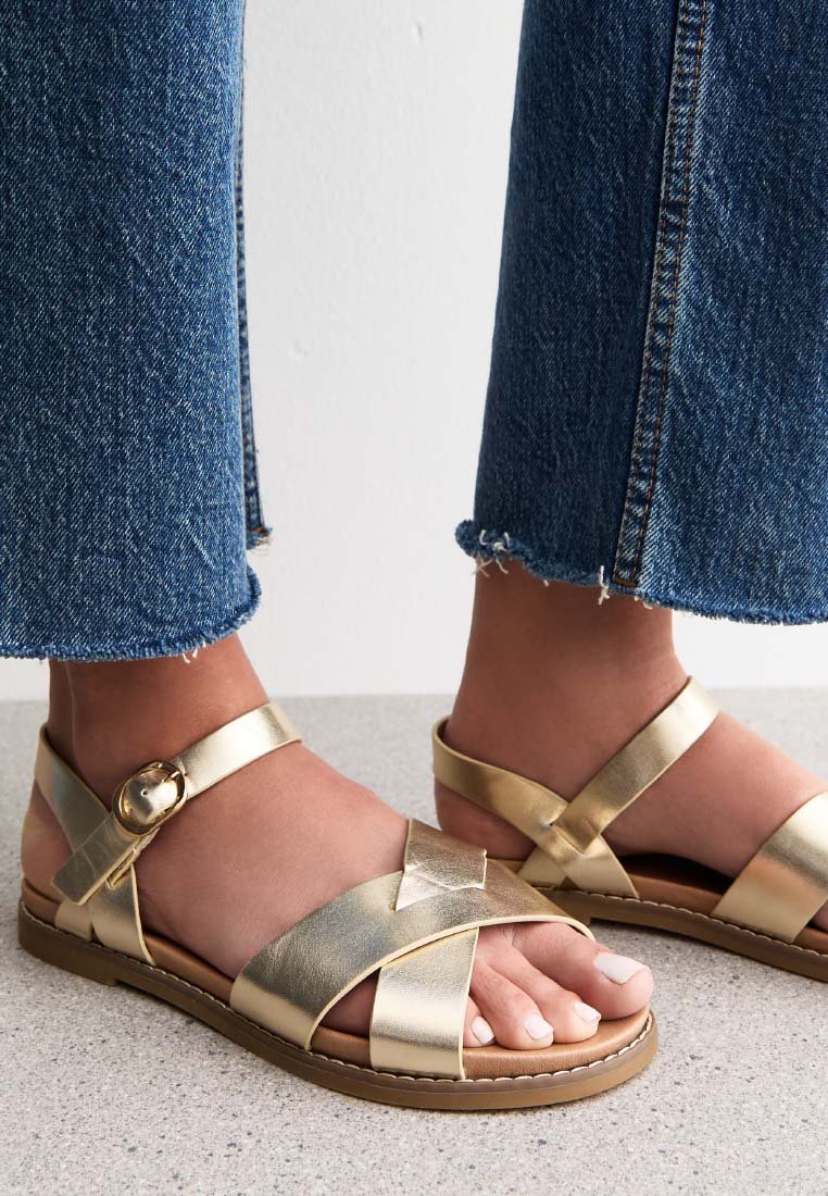 Сандалии WIDE FIT CROSSOVER STRAP New Look Wide Fit, золотой