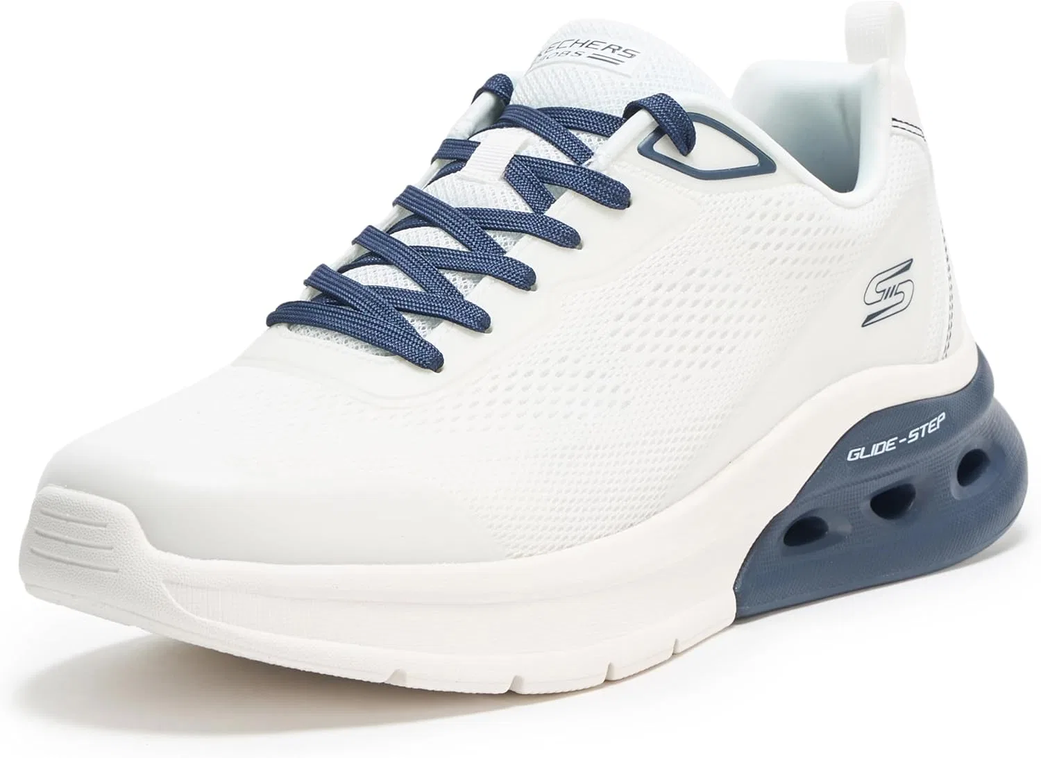 Мужские кроссовки Skechers Bobs Glide Step Arc Waves 2.0-Class Rank, White Navy