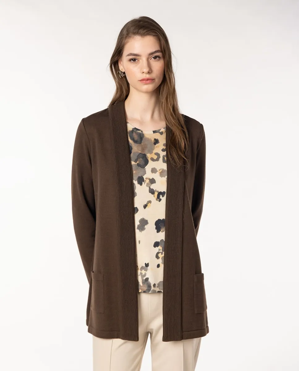 

Женская трикотажная куртка с прямыми карманами Naulover, коричневый