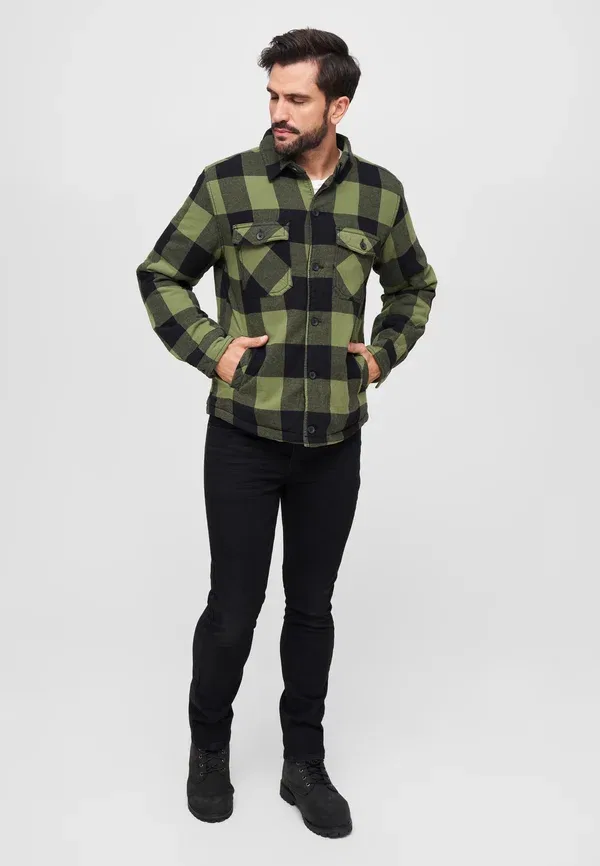 Куртка лёгкая Brandit Lumberjacket, чёрный/оливковый — фото 2