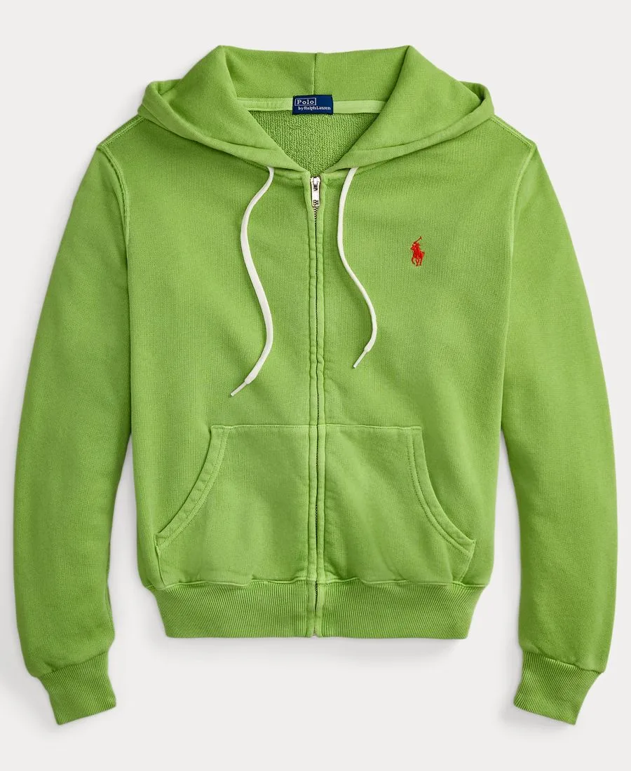 Женская толстовка с капюшоном на молнии и завязками Polo Ralph Lauren, parakeet зеленый — фото 2