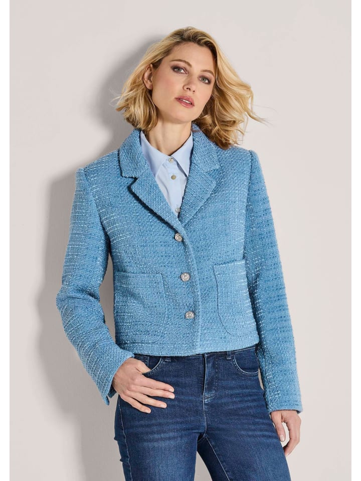 

MADELEINE Блейзер Moderner Einreiher mit 3D-Struktur in rauchblau / melange