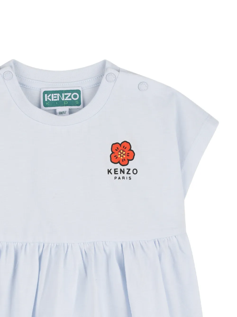 Платье с цветочной аппликацией Kenzo Kids, синий — фото 3