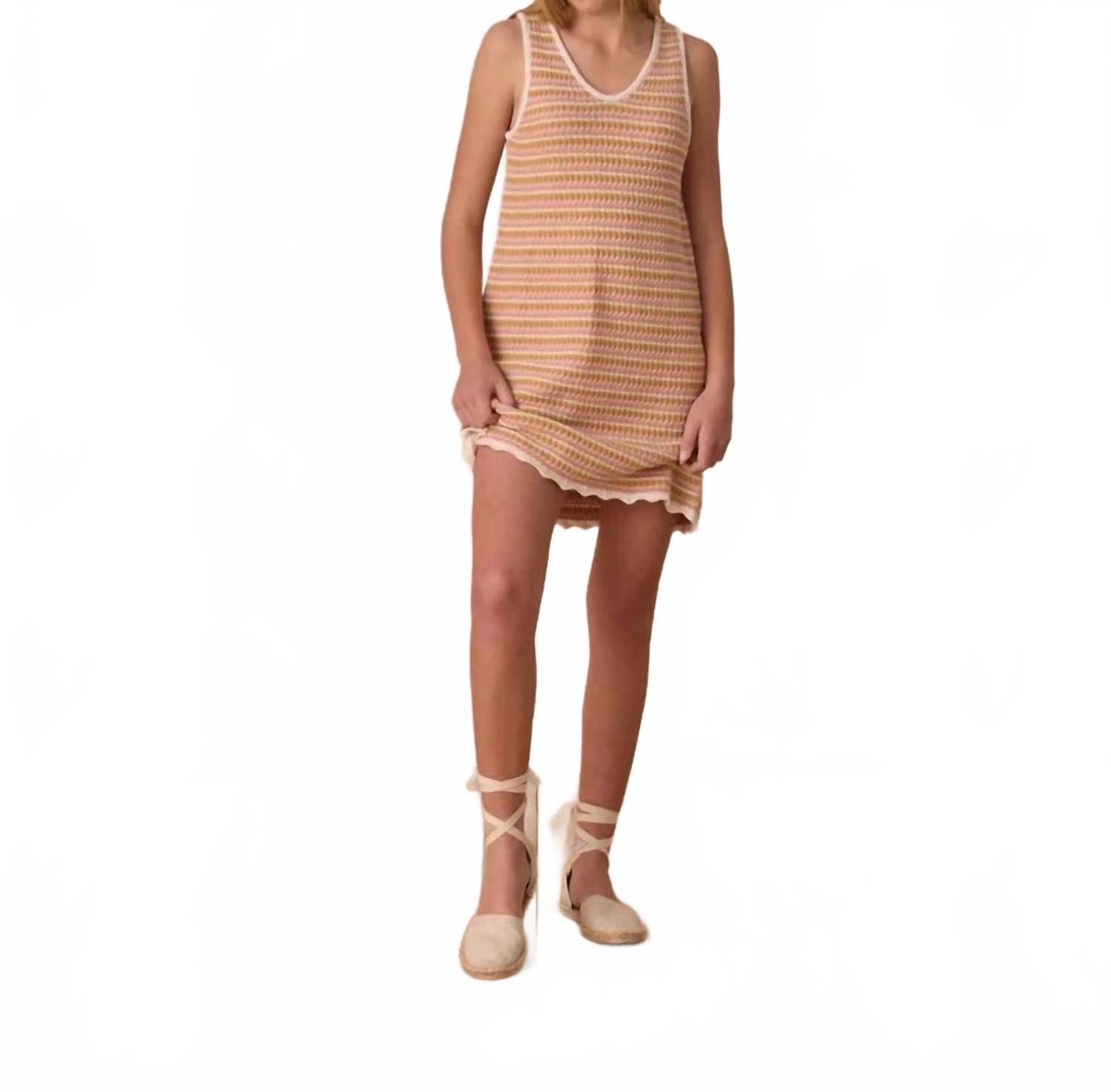 

Вязаный топ мини-платье в розовую полоску Rylee + Cru