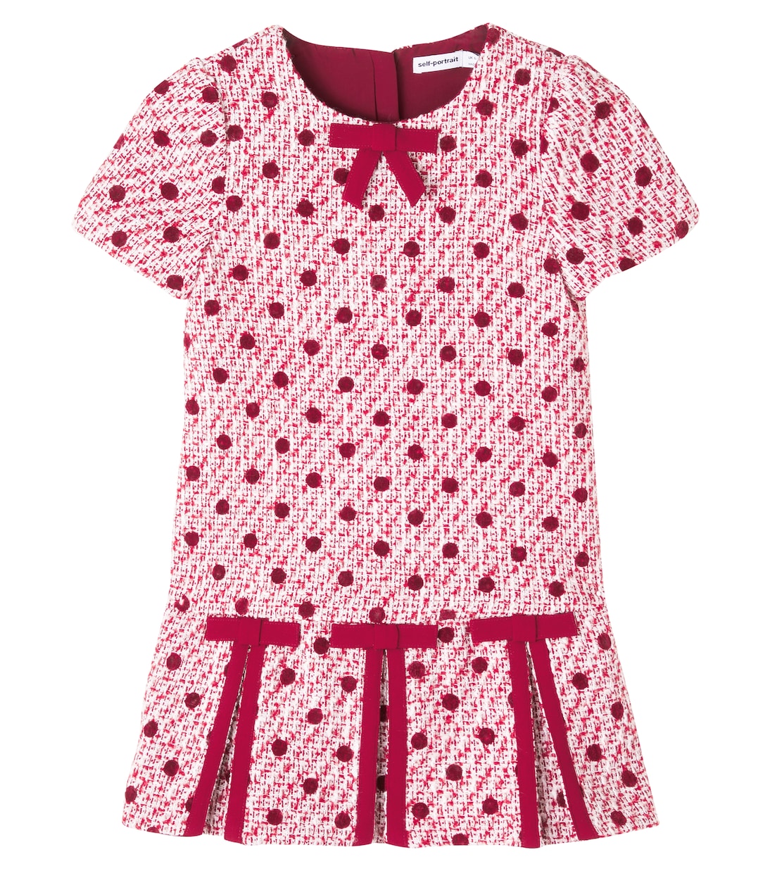 

Платье букле в горошек с бантом Self-Portrait Kids, бордовый