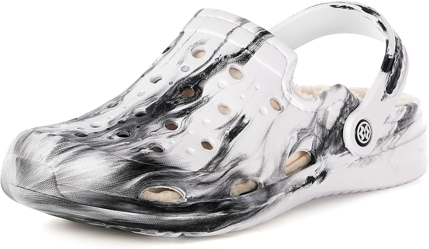 

Мужские и женские садовые сабо с подкладкой, унисекс, с меховой подкладкой, сандалии для садоводства на липучке, зимние домашние пушистые тапочки с поддержкой свода стопы Gaatpot, белый