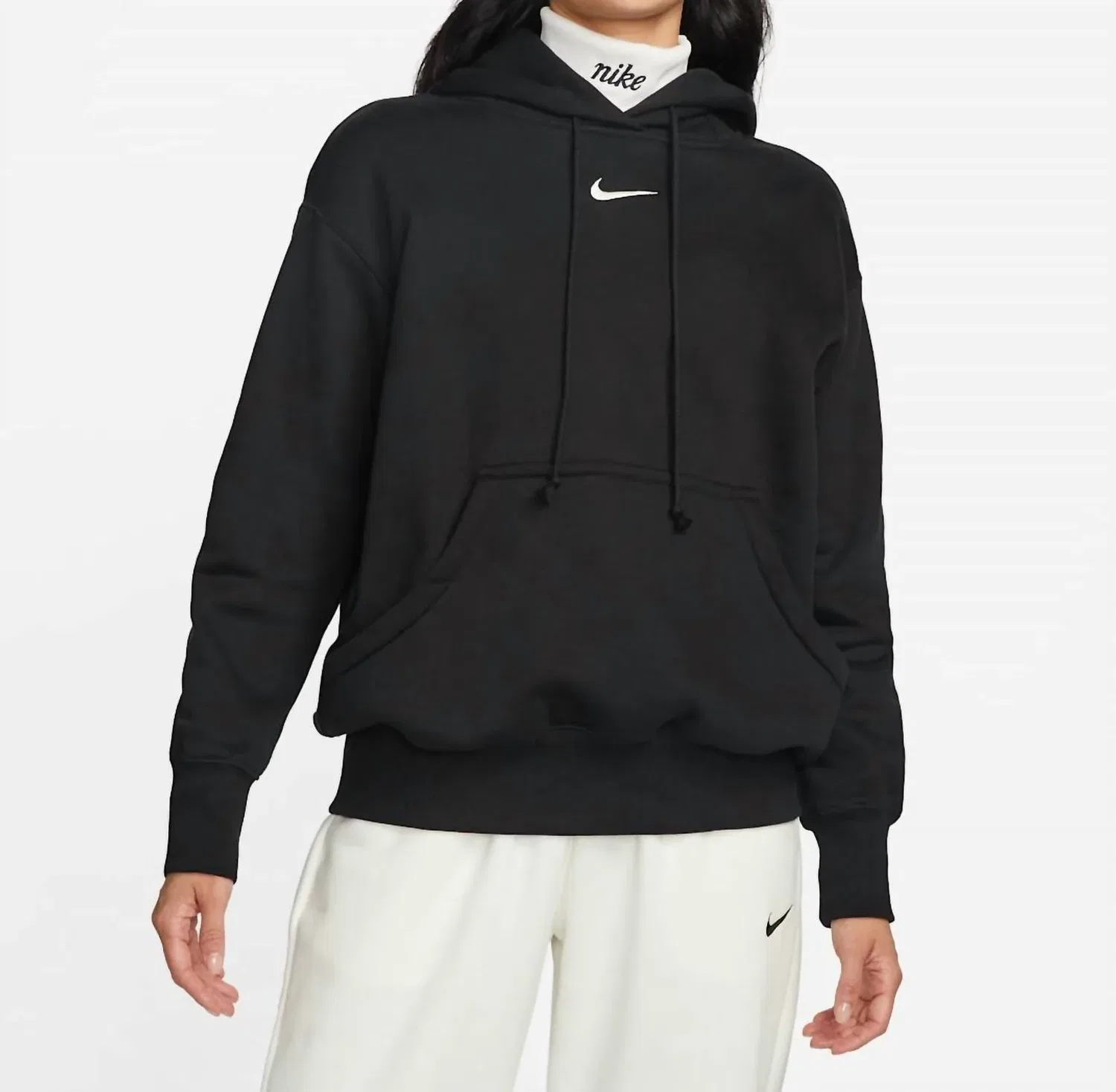 Nike Женская флисовая толстовка Phoenix оверсайз с капюшоном, черная