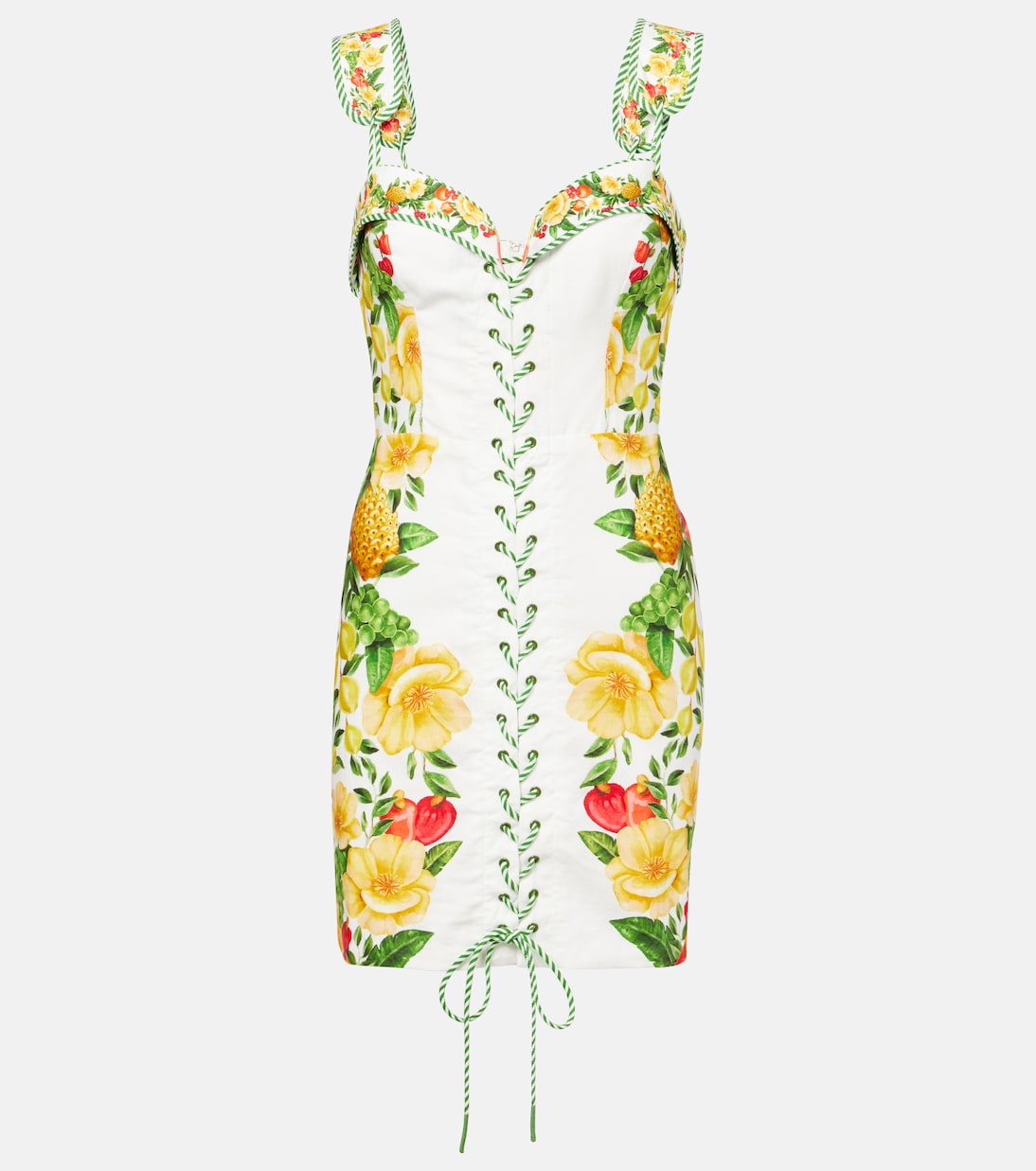 

Мини-платье из льняной ткани с цветочным принтом Farm Rio, Picnic Flowers Off-White