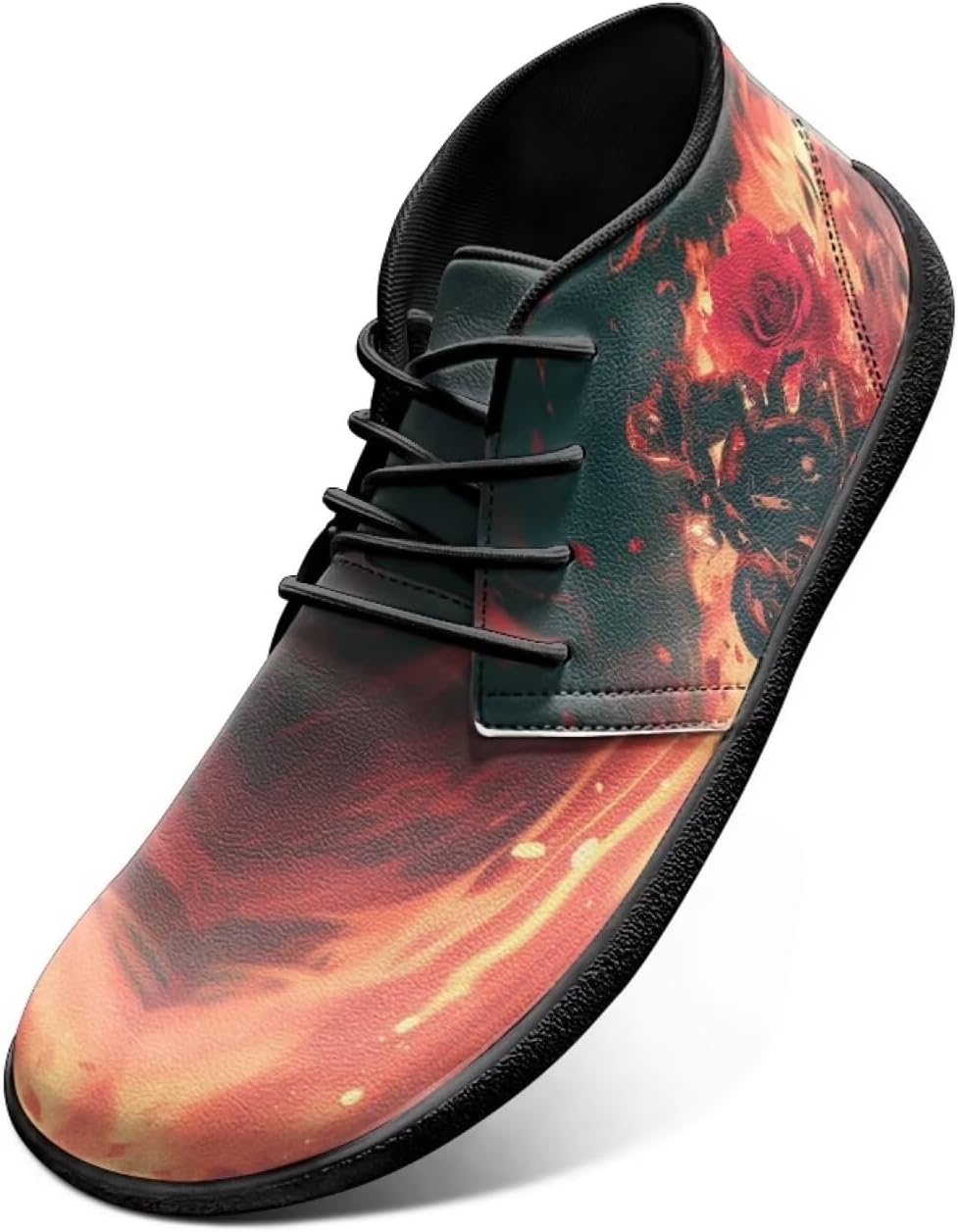 

Мужские кроссовки Jeiento с мотоциклетным дизайном, огненные, с нулевым ходом и широкой носочной частью, Motorcycle Rose With Flame