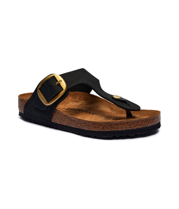 Кожаные пляжные тапочки gizeh с большой пряжкой Birkenstock, черный