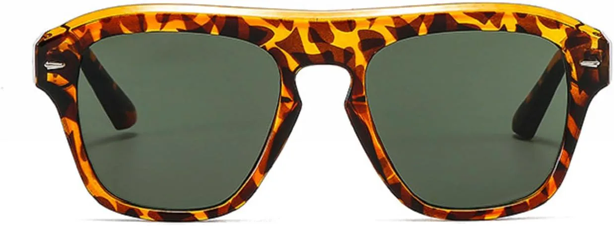 

Солнцезащитные очки Pilot женские, ретро, ​​с большой оправой, солнцезащитные очки для женщин, защита от УФ-излучения UV400, мужские очки 3645 Melrose, Leopard Green