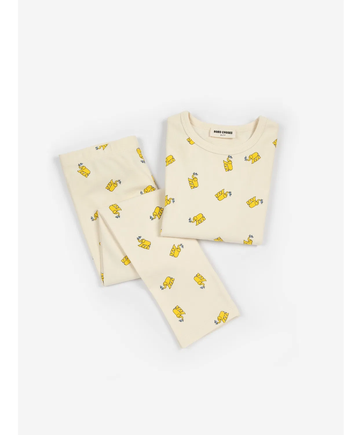 Комплект домашней одежды с принтом Yellow Elephant, бренд BOBO CHOSES, бежевый — фото 3