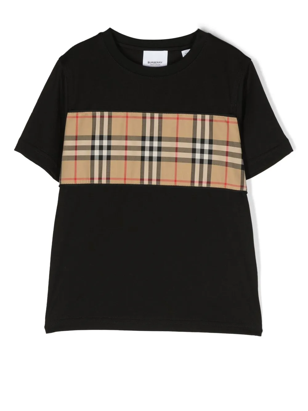 

Футболка со вставкой в клетку Vintage Check BURBERRY KIDS, черный