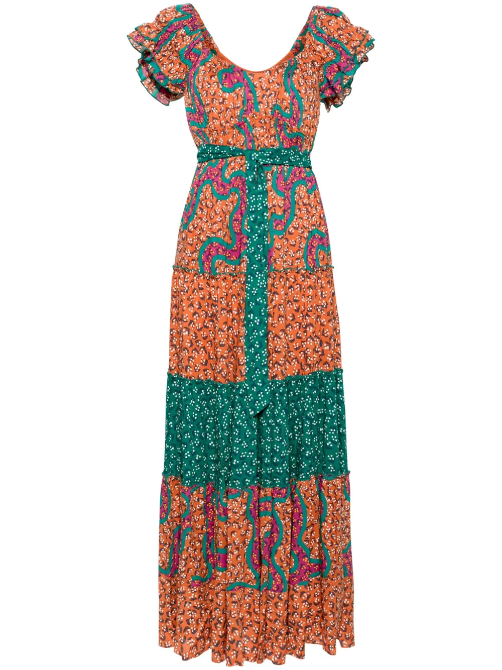 

Платье макси Alejandro с графичным принтом DVF Diane von Furstenberg, оранжевый