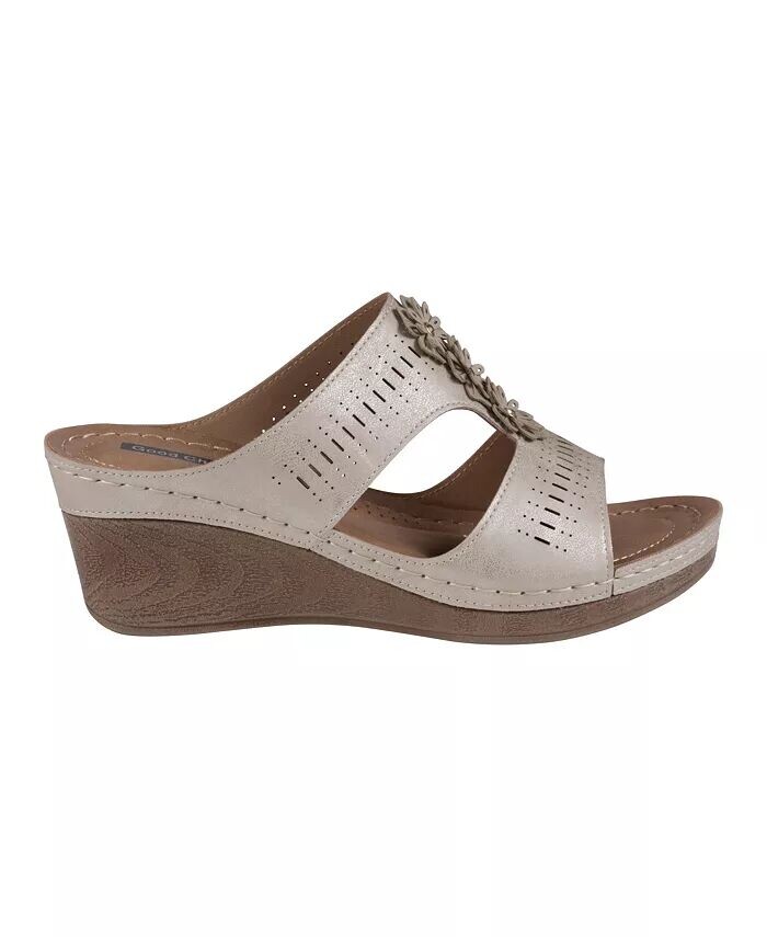 Женские босоножки Lisette Flower с перфорацией на танкетке GC Shoes, синий — фото 2