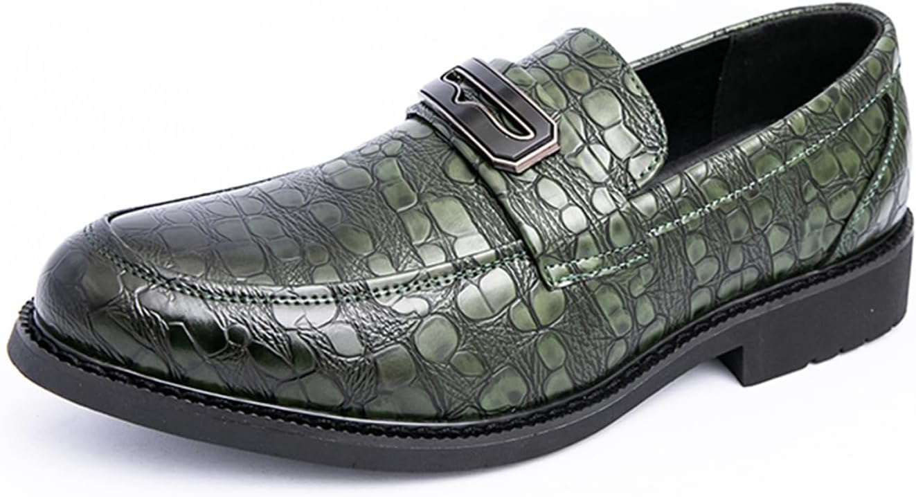 

Мужские кожаные слипоны с крокодиловым принтом и платформой на блок-каблуке, классические деловые туфли, легкие, мягкие и удобные, для вечеринок, свадеб, офиса, повседневной носки и свиданий Tixewsjh, зеленый