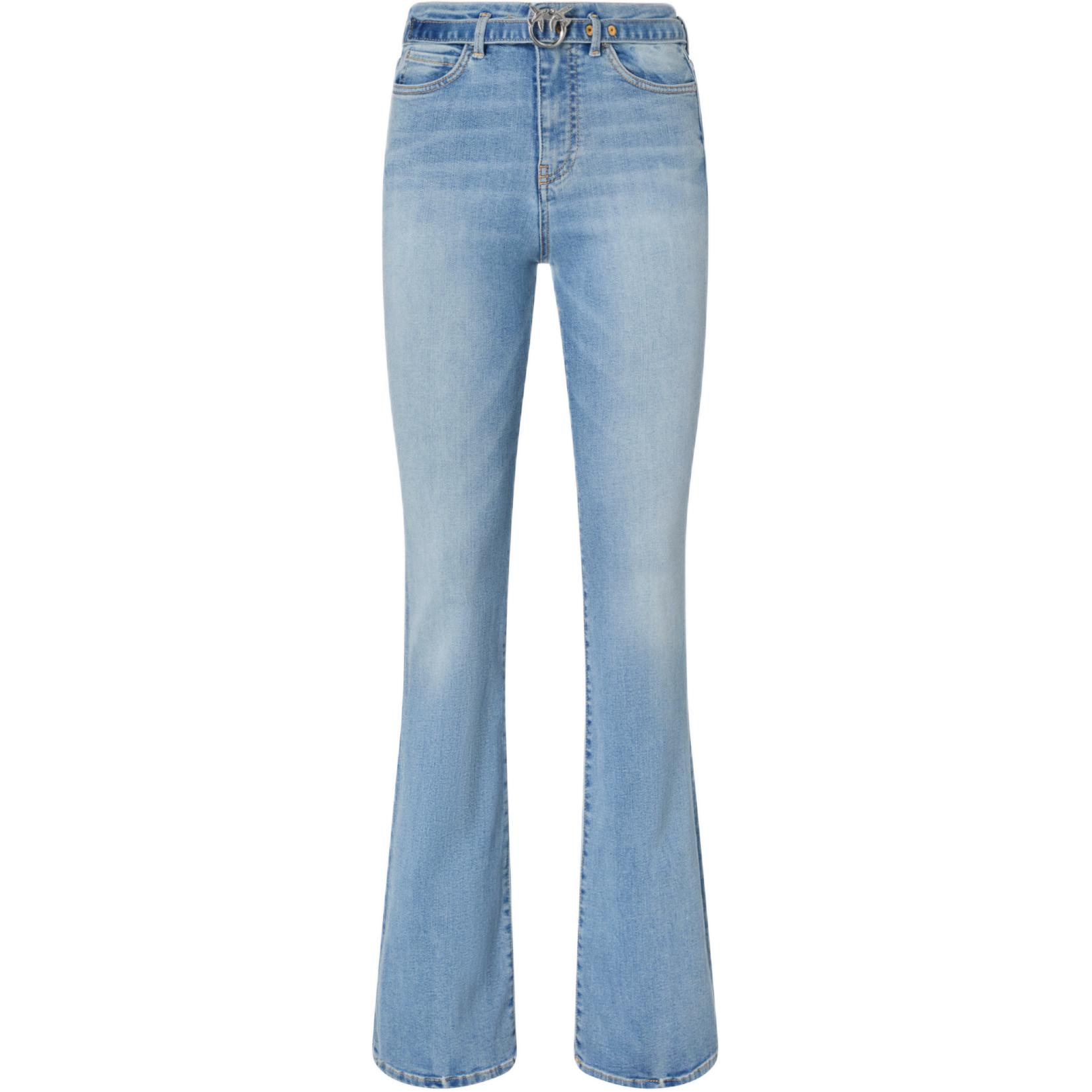 

Джинсы с поясом и расклешенные с логотипом Bird PINKO, синий