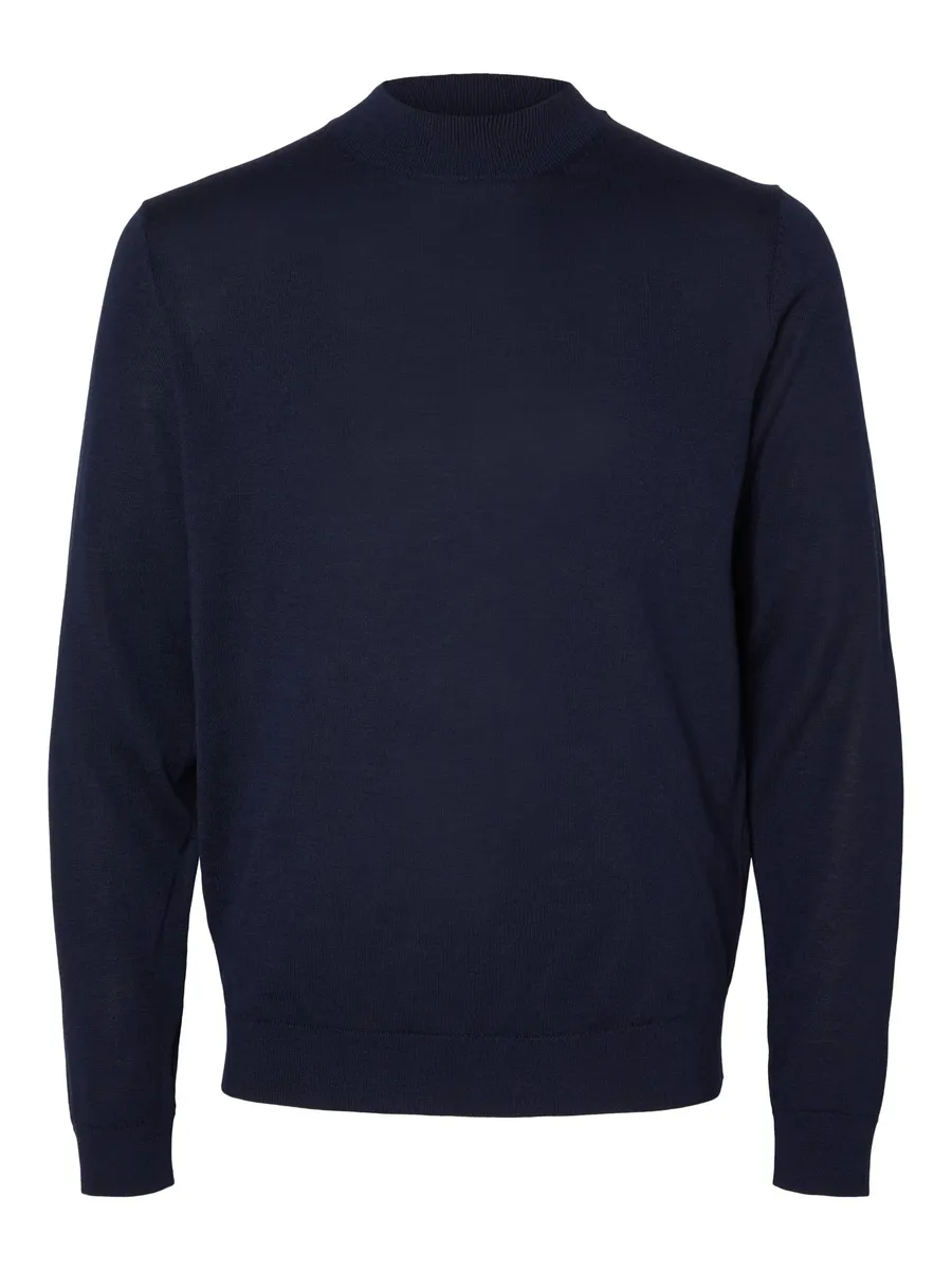 

Вязаный свитер SELECTED HOMME "SLHTOWN MERINO COOLMAX KNIT MOCK B NOOS", синий