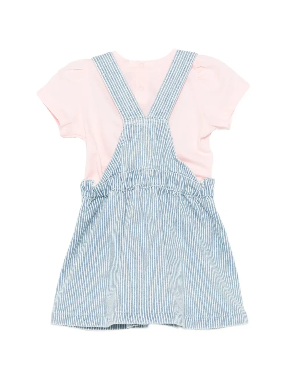 Комплект из полосатого комбинезона и плюшевого мишки для малыша Moschino Kids, синий — фото 2