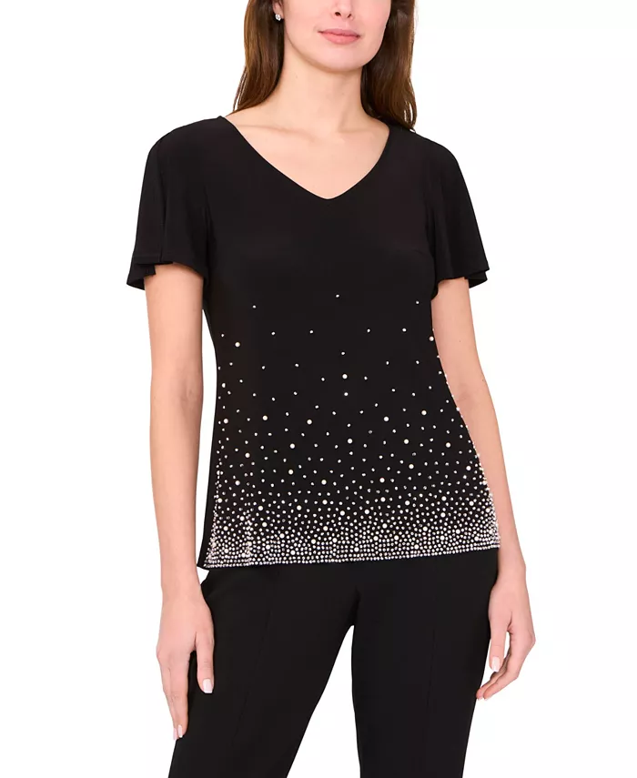 

Женский топ с V-образным вырезом и короткими рукавами Msk, черный