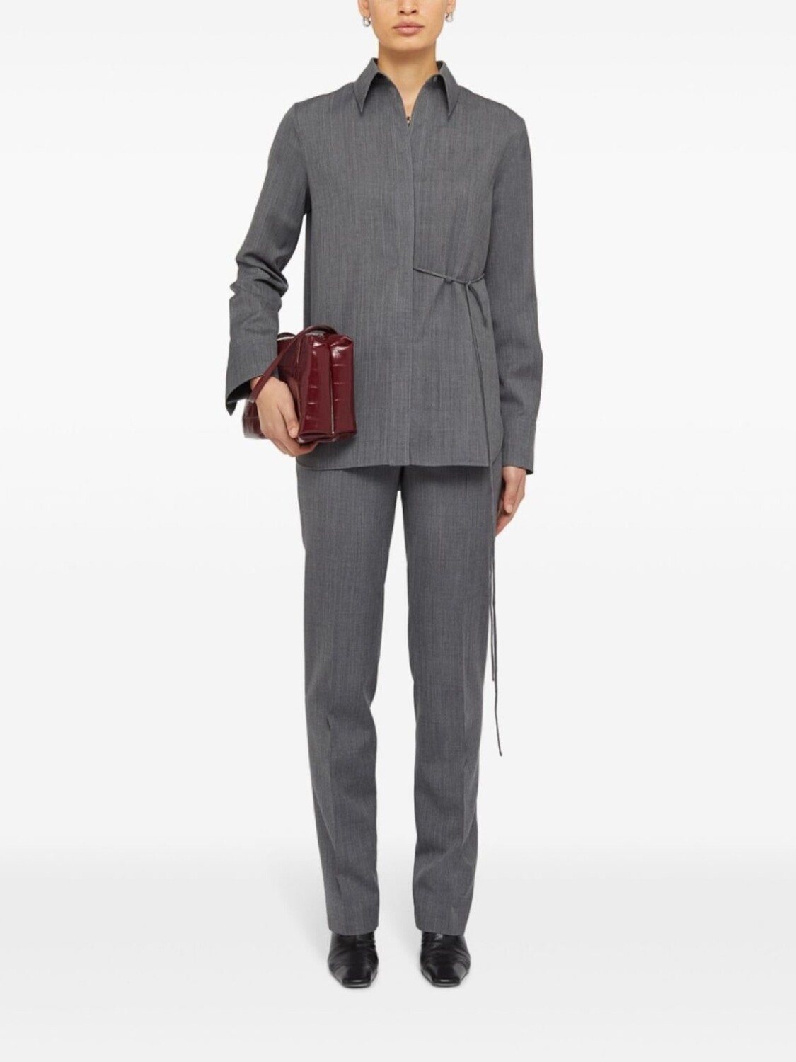 

Jil Sander шерстяная рубашка с запахом, серый