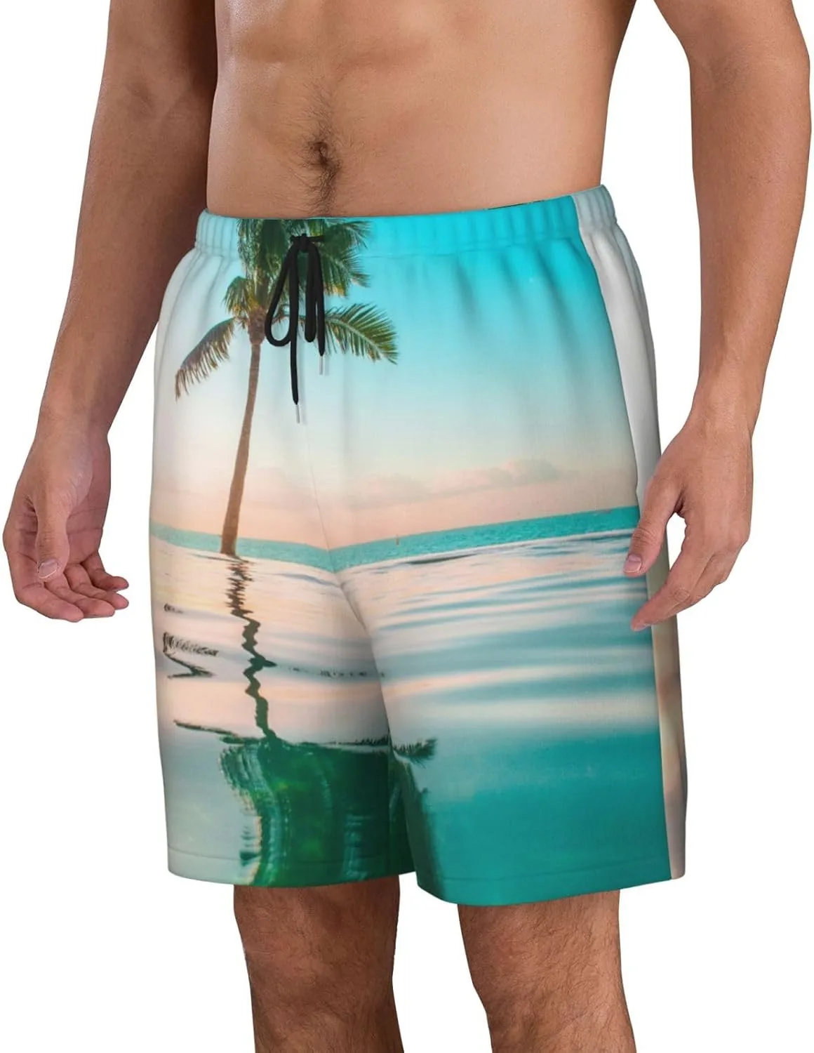 Мужские пляжные шорты Coconut Tree, мужские плавки, пляжные шорты с карманами, купальники Generic, черный — фото 2