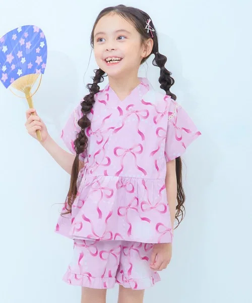Детское кимоно Jinbei с пеплумом, бренд devirock, розовый