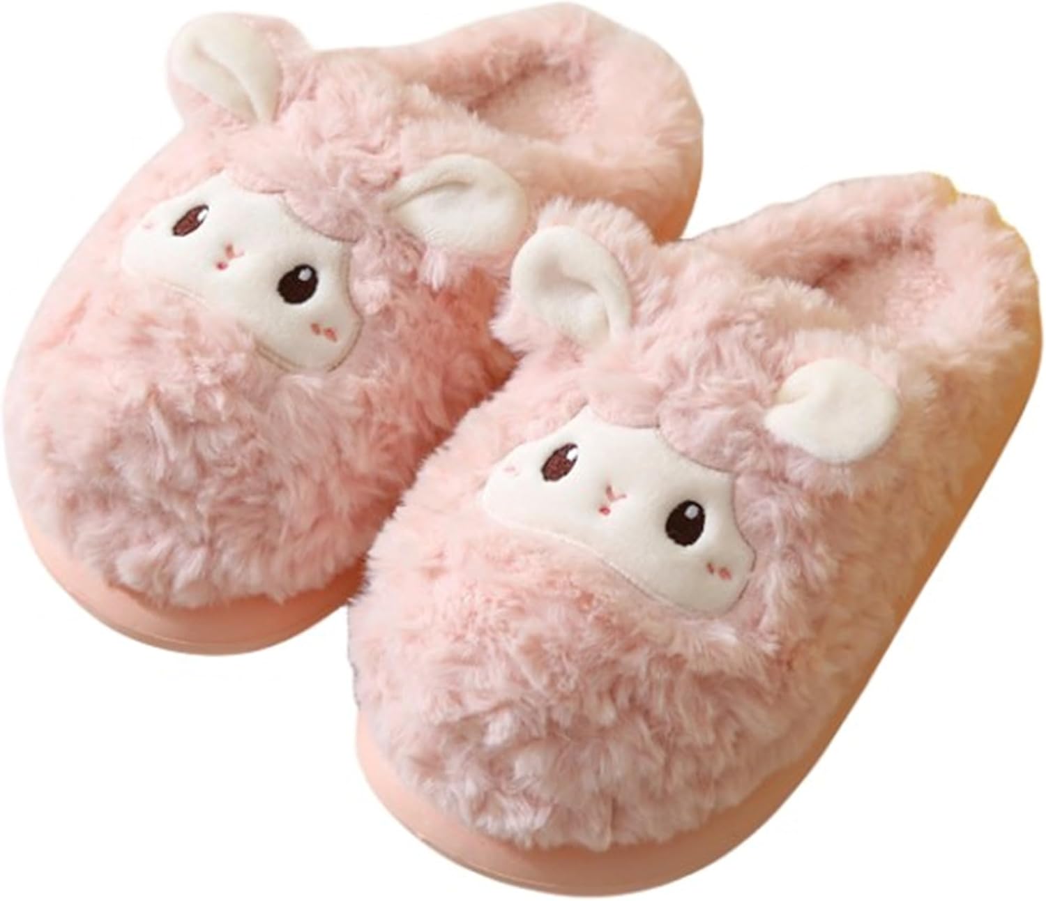 

Женские тапочки Милые животные Барашек тапочки Мягкие уютные плюшевые домашние тапочки Теплые мужские зимние тапочки для дома и улицы Lanfire, розовый