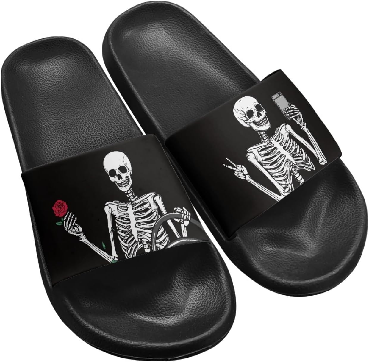 

Сандалии Micoklinlin для женщин и мужчин, милые резиновые шлепанцы-слипоны, модные тапочки для душа, йоги, бассейна и пляжа, водонепроницаемые, Fashion Skull