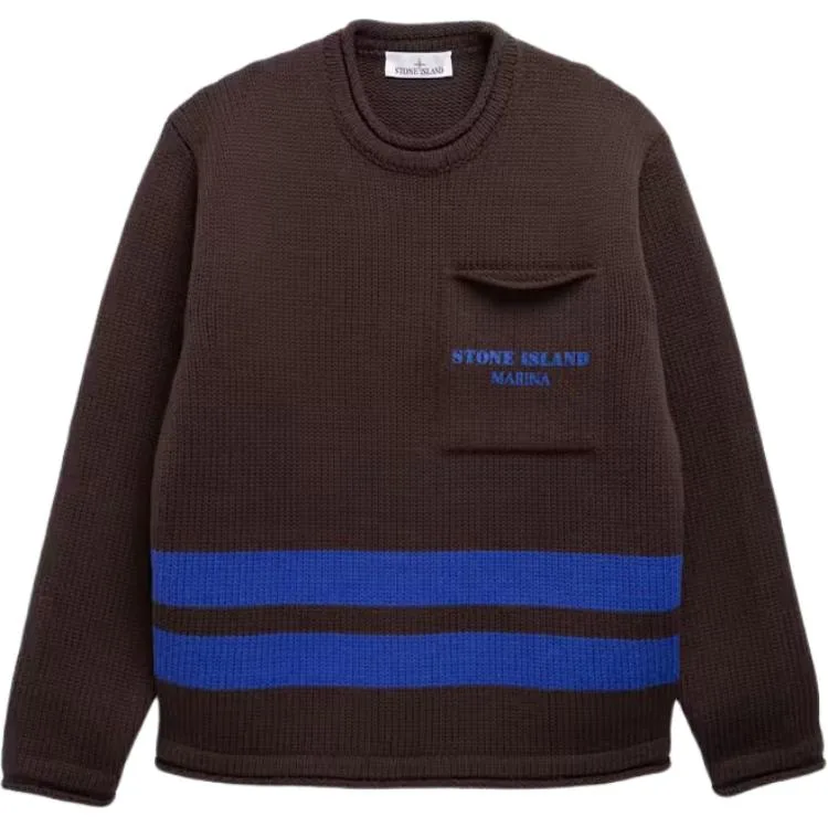 Свитер в полоску с карманом STONE ISLAND, mahogany