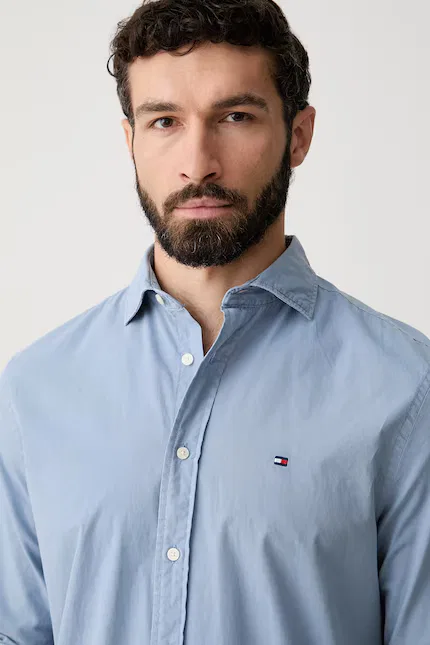 Рубашка хлопковая Koszula męska хлопок Tommy Hilfiger, синий — фото 4