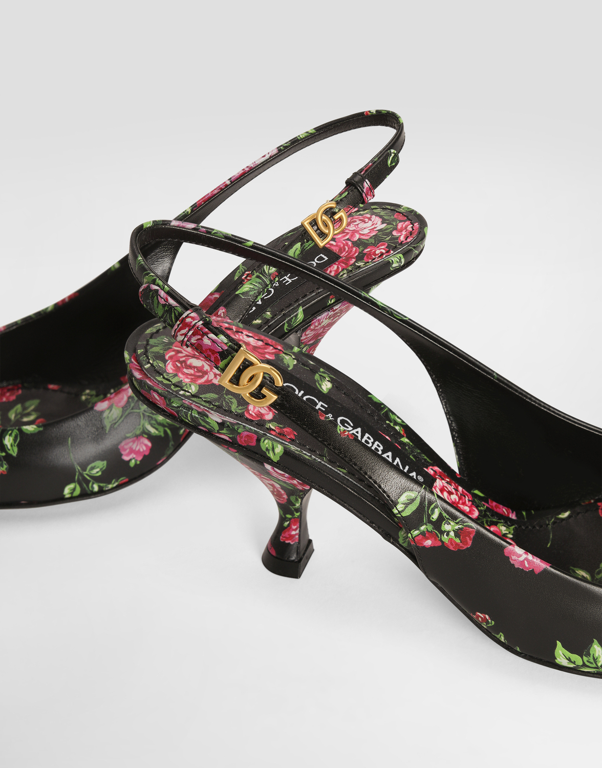Туфли-слингбэки lollo из телячьей кожи с принтом роз Dolce & Gabbana, мультиколор — фото 4
