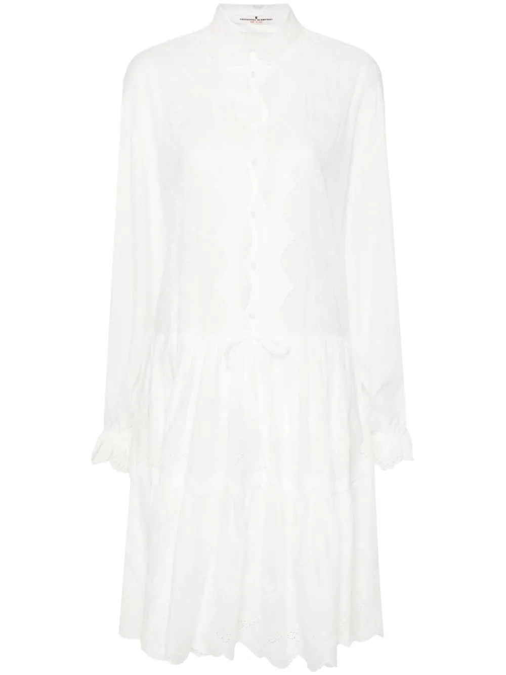 

Платье мини с цветочной вышивкой Ermanno Scervino, белый