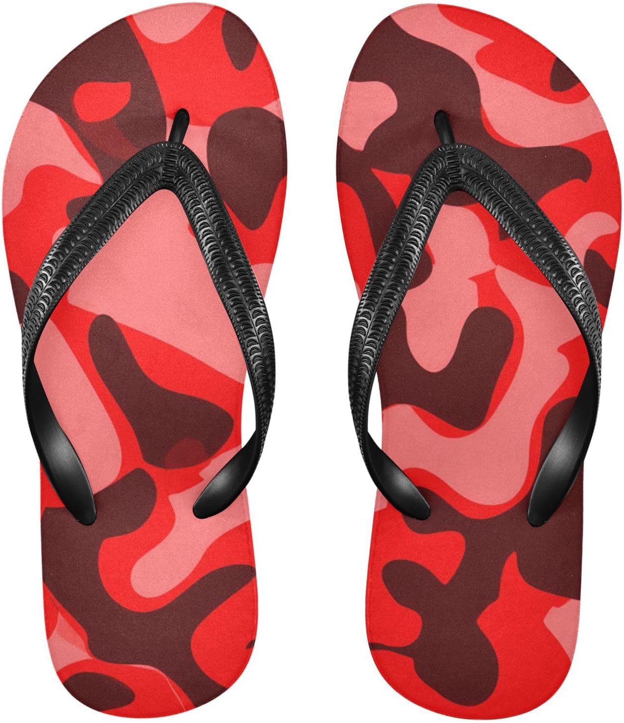 

Камуфляжные красные шлепанцы для пляжа, сандалии-вьетнамки, резиновые, противоскользящие, летние тапочки для прогулок, для мужчин и женщин Sinestour