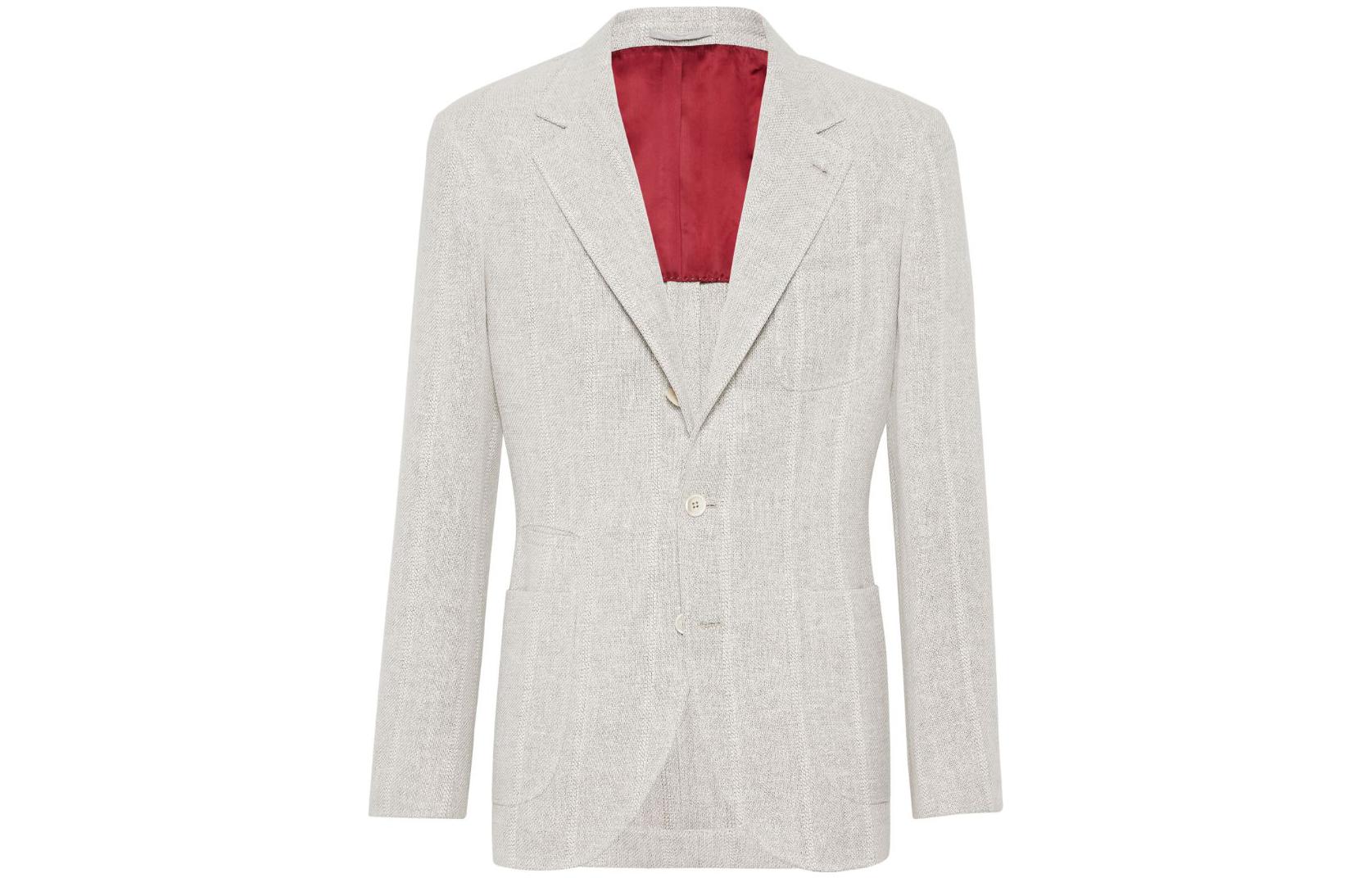 

Brunello Cucinelli Полосатый пиджак с лацканами шаль, White