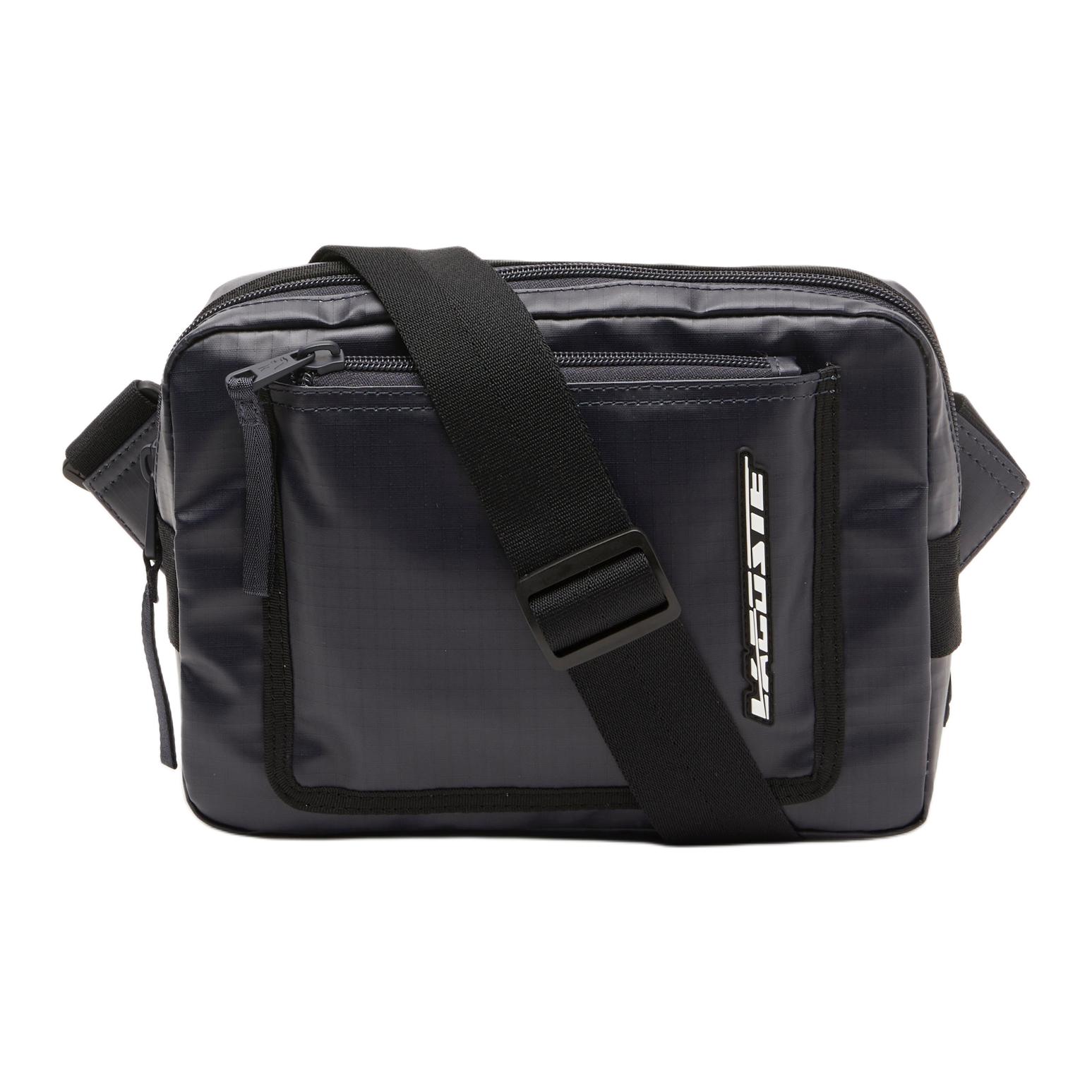 

LACOSTE Полиэстеровая кожаная сумка через плечо мужская полуночно-синяя черная, Midnight Blue Black