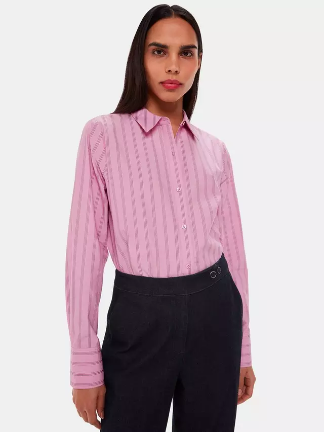 

Рубашка Whistles Stripe Cotton Boxy Fit, цвет pink/multi